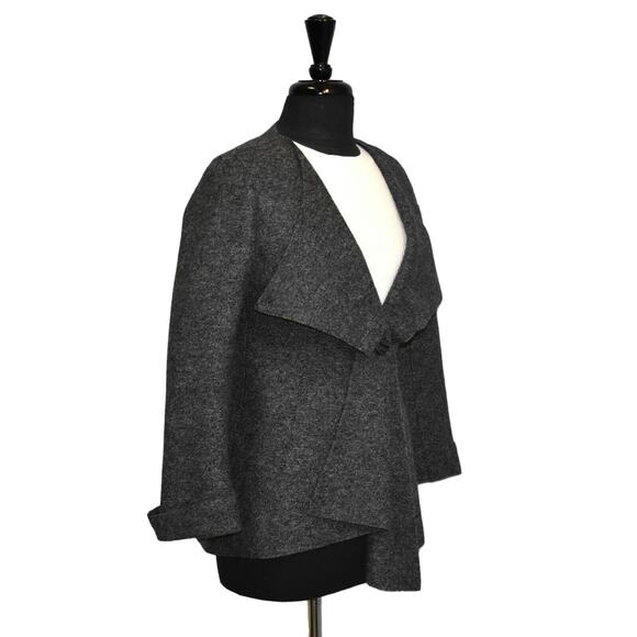 B5 NEW BEYOND THREADS Mayu Draped Lapel Charcoal Felted Alpaca Jacket Sz XS $328 - Picture 4 of 8